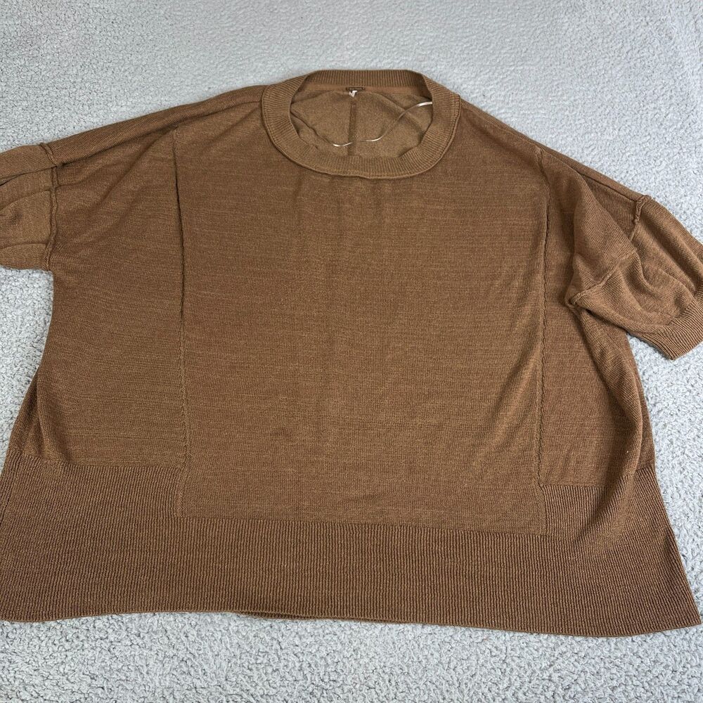 FREE PEOPLE  Sweater Women Medium Brown Acrylic Cotton Blend Oversized Ribbed